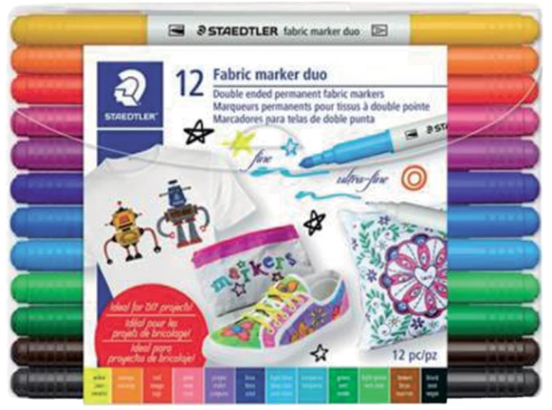 Viltstift Staedtler 3190 textiel duo ass; 12 stuks