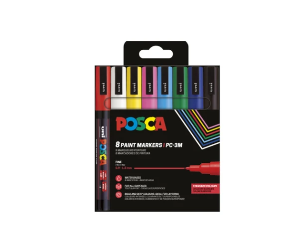Verfstift Posca 0.9-1.3mm 8 kleuren