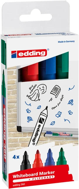 Whiteboardstift Edding 360 rond 3mm ass 4 stuks