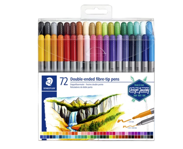 Kleurstift Staedtler 3200 dubbele punt fijn en ultrafijn etui à 72 ass