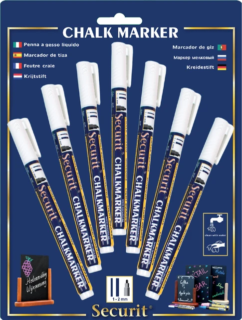 Krijtstift Securit SMA-100 rond wit 1-2mm blister
