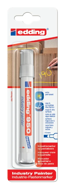 Viltstift edding 950 pastamarker industry rond 10mm wit blister à 1st