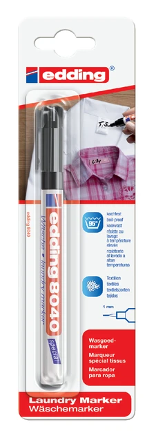 Wasgoedmarker edding 8040 rond 1mm zwart in blister