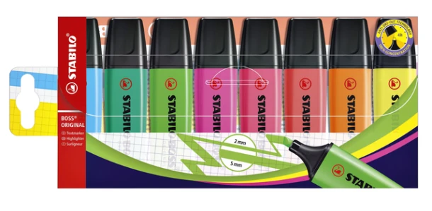 Markeerstift STABILO Boss 70 etui à 8 kleuren