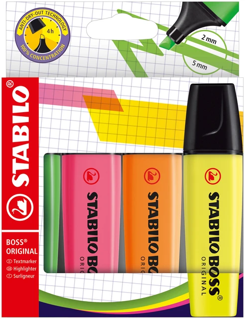 Markeerstift STABILO Boss Original 70/4 etui 4 k