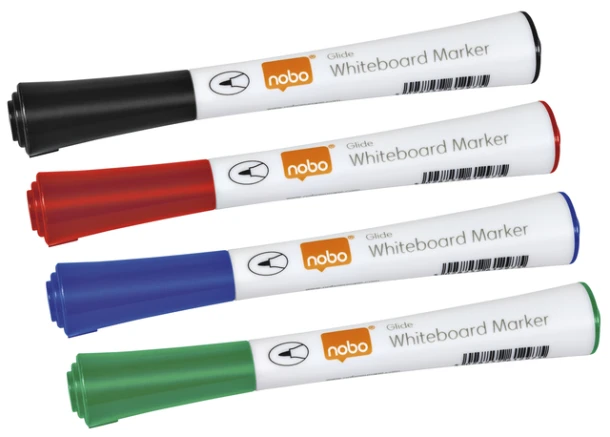 Whiteboardmarker Nobo Glide 1mm set à 4 kleuren