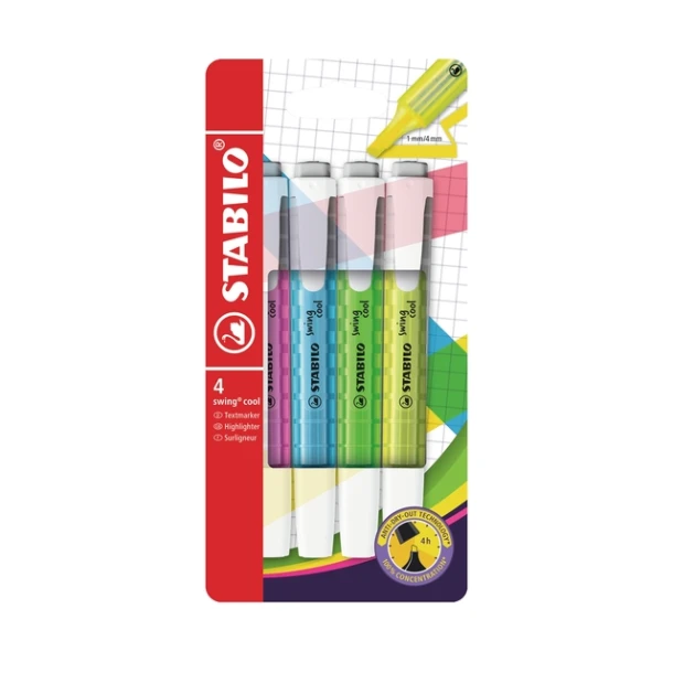 Markeerstift Stabilo Swing Cool; etui a 4 stuks