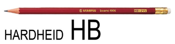 Potlood STABILO grafiet Swano 4906 HB met gumtip; doosje 12 stuks