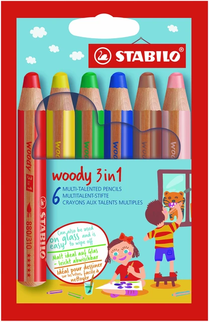 Kleurpotloden STABILO Woody 8806 etui à 6 kleuren