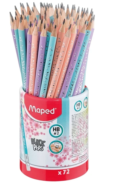 Potlood Maped Black'Peps met gum stuks pastel