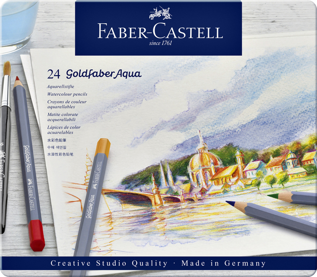 Kleurpotloden Faber-Castell Goldfaber aquarel assorti blik 24 stuks