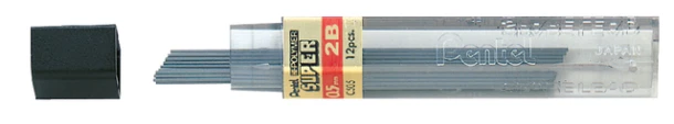 Potloodstiften Pentel 0.5mm 2B; koker 12 stuks