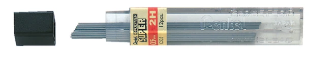 Potloodstiften Pentel 0.5mm 2H; koker 12 stuks