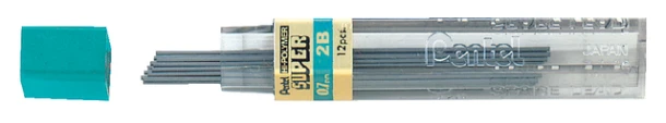 Potloodstiften Pentel 0.7mm 2B (koker) 12 stuks