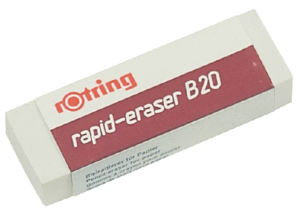 Gum Rotring B20, 65x23x10mm potlood wit