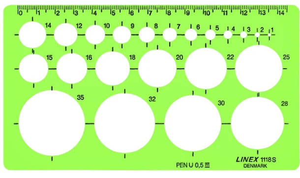 Sjabloon Linex 1118S cirkels met inktvoetjes