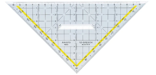 Geodriehoek Aristo 1650/2 225mm met greep transparant