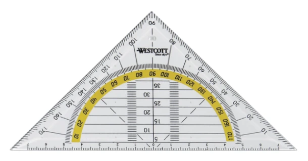 Geodriehoek Westcott 140mm transparant