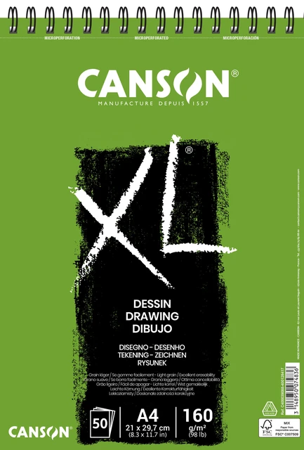 Tekenblok Canson XL Dessin A4 160gram 50vel spiraa