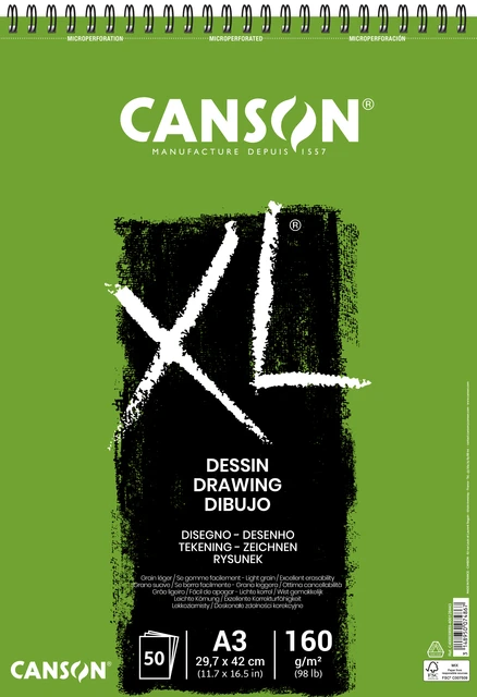 Tekenblok Canson Dessin A3, 50 vel 160gr. spiraal