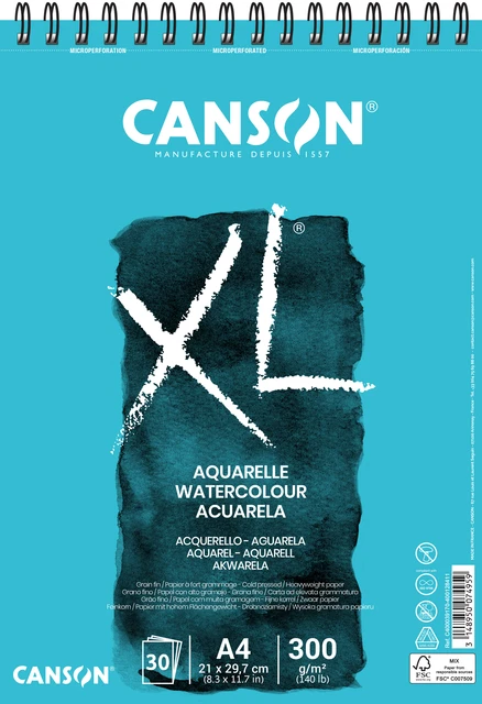 Aquarelblok Canson XL A4 30v 300gr spiraal