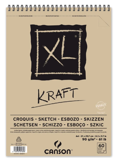 Schetsblok Canson Xl Kraft A4 Spiraal 60v 90gr