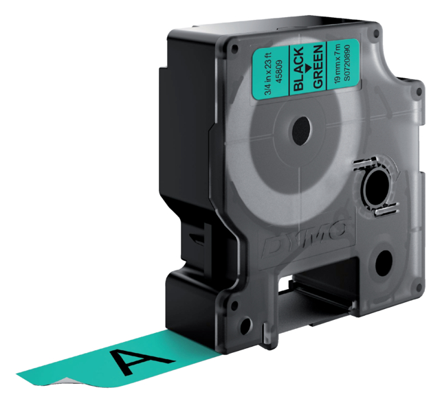 Labeltape Dymo 45809 D1 19mmx7m Groen/Zwart