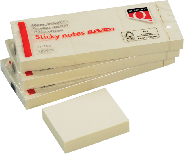 Post-it memo 653 Quantore zelfkl. 50x40mm; pak 3 stuks