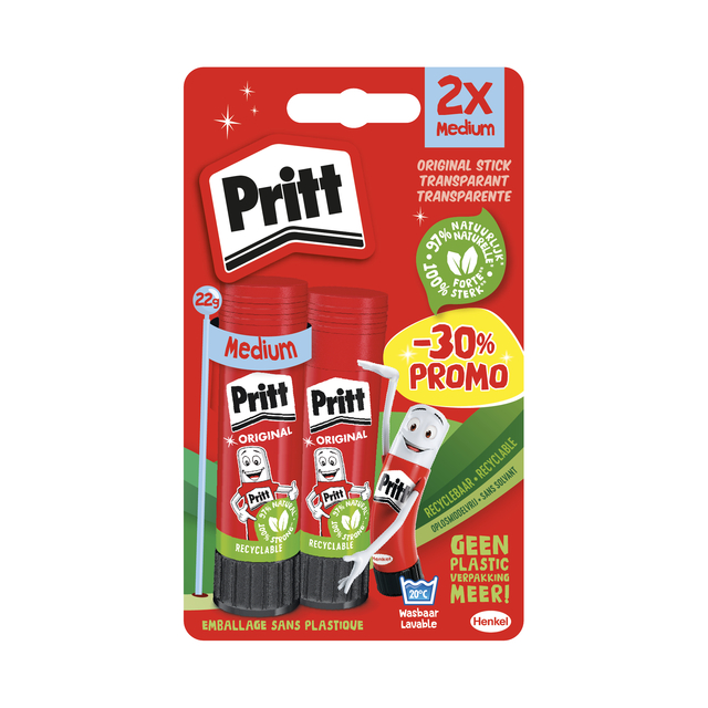 Lijmstift Pritt Stick Original 2x 22gr Promo