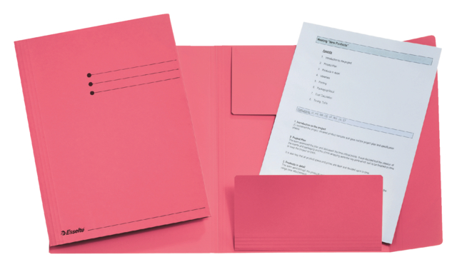 Dossiermap Esselte 275gr 3-kleppen Roze pk à 50