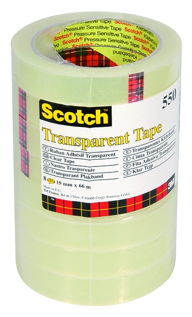 Plakband Scotch 550, 19x66mtr krimp à 8 rol