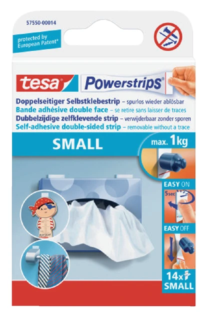 Dubbelzijdige powerstrip tesa mini (57550) 1kg 14 stuks blister