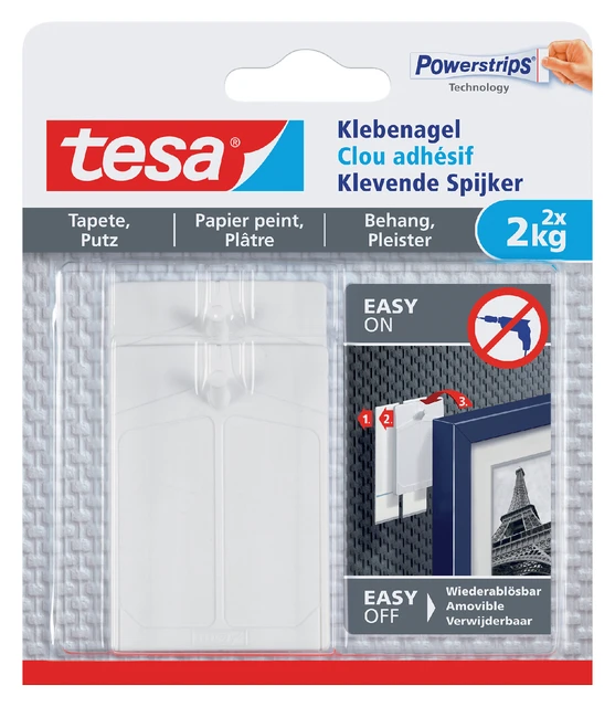 Klevende Spijker Tesa Behang pleisterwerk 2kg 2st