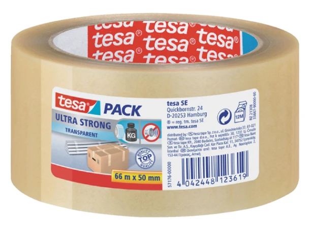 Verpakkingstape Tesa 50mmx66m transp.ultra PVC
