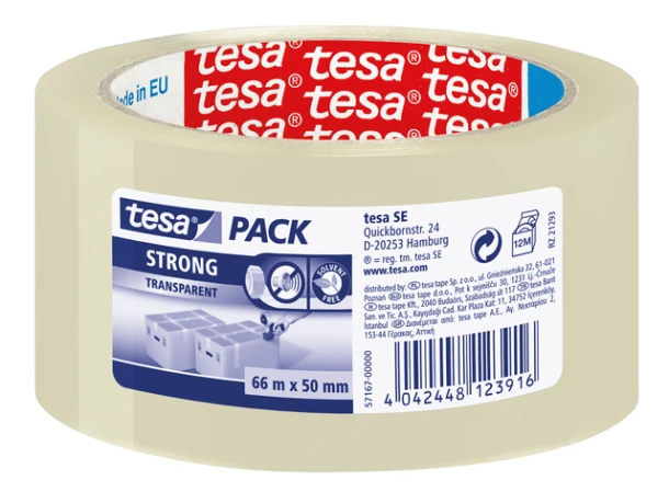 Verpakkingstape Tesa (57167) 50mmx66m transp. PP