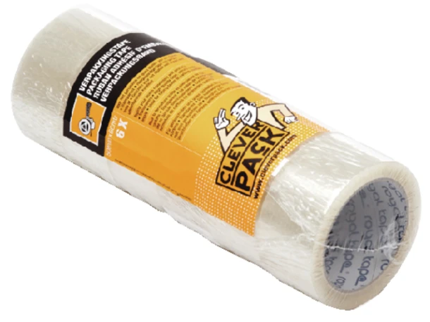 Verpakkingstape CleverPack 50mmx66m transparant PP; pak 6 rol