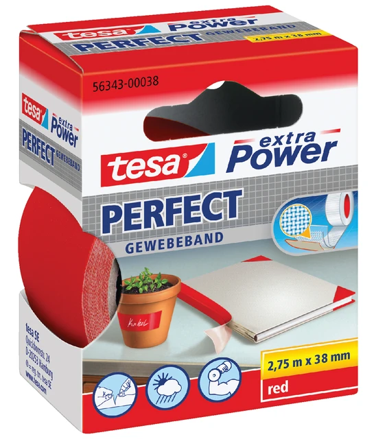 Linnentape Tesa 56343 rood; 38mmx2.75mtr