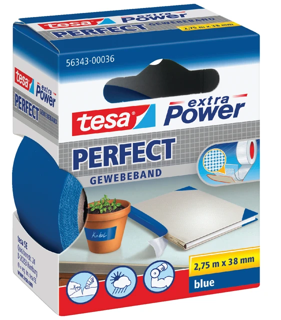Textieltape Tesa Perfect 2.75mx38mm Blauw