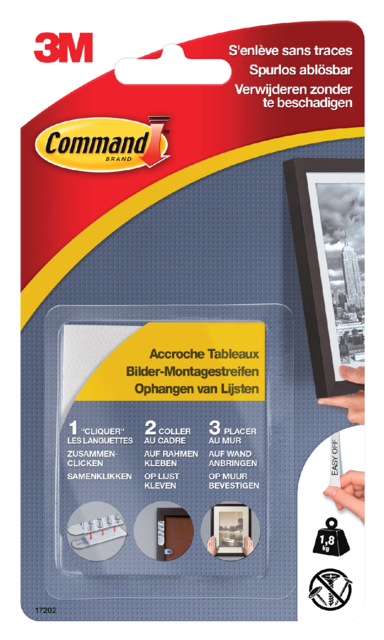 Bevestigingsstrip Command 3M 17202C Klikstrip Licht 1,8kg
