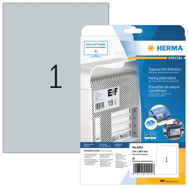 Etiket Herma 4224 A4 210x297mm Folie Zi 25stuks