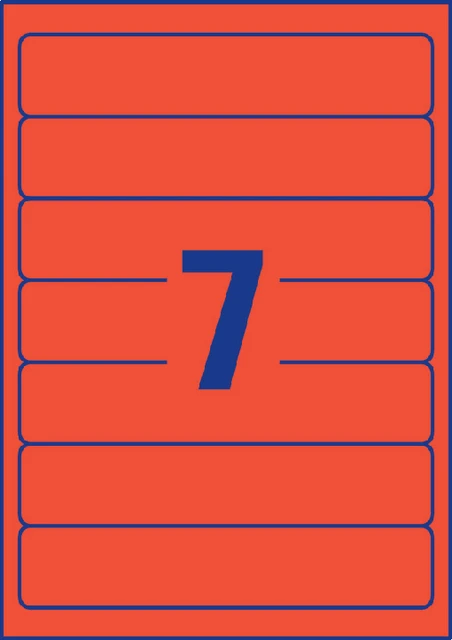 Rugetiket Avery Smal 38x192mm Zelfklevend Rood