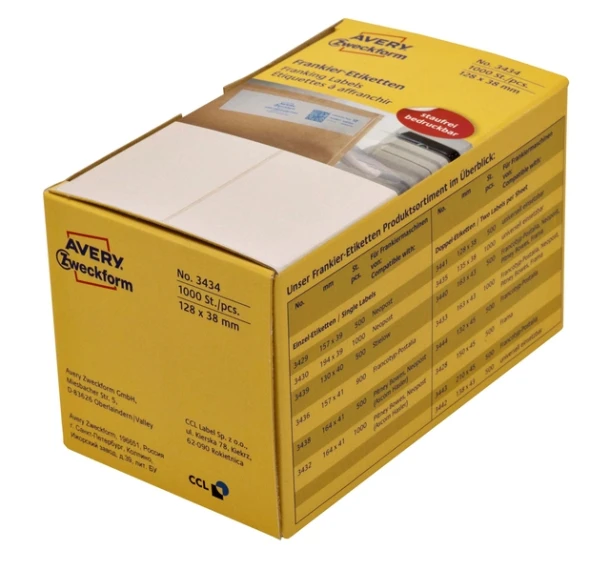 Frankeeretiket Az 3434 128 X38mm 1000stuks