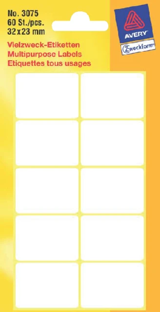 Etiket Az 3075 32x23mm Wit 60stuks