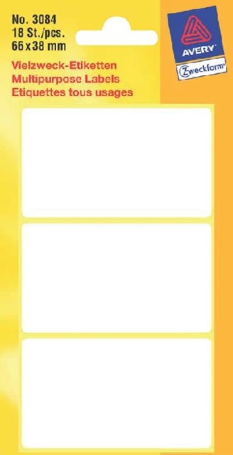 Etiket Az 3084 66x38mm Wit 18stuks