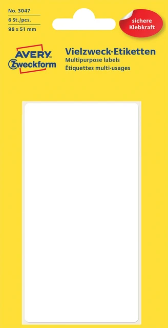 Etiket Az 3047 98x51mm Wit 6stuks