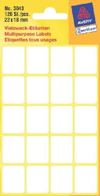 Etiket Avery Zweckform 3043 22x18mm wit 120stuks