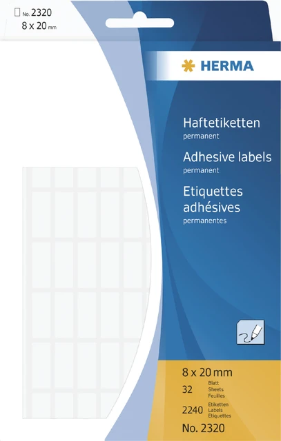 Etiket Herma 2320 wit 8x20mm; doos a 32vel