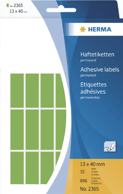 Etiket HERMA 2365 13x40mm groen 896 stuks