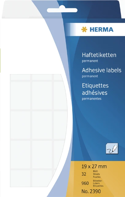 Etiket Herma 2390 wit 19x27mm; pk a 32 vel