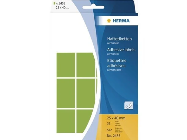 Etiket HERMA 2455 25x40mm groen 512stuks